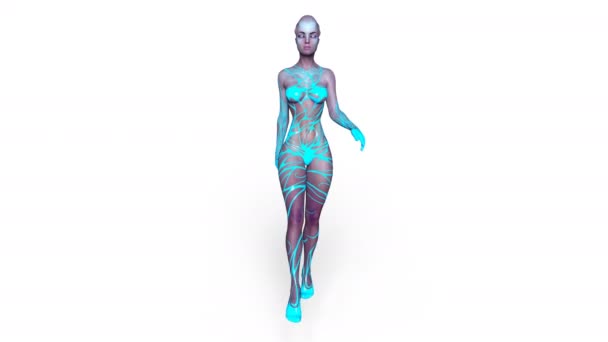 3D CG rendering of a female alien — Stock Video