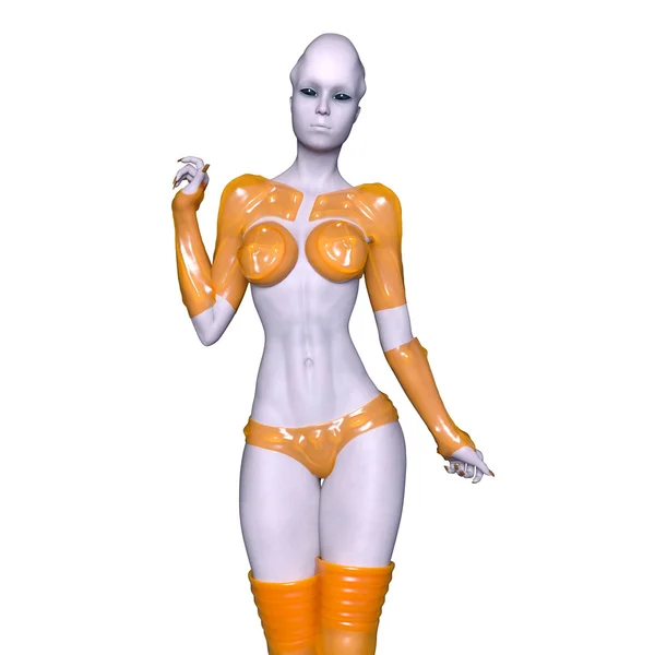 Απόδοσης 3D cg ένα θηλυκό αλλοδαπού. — Φωτογραφία Αρχείου