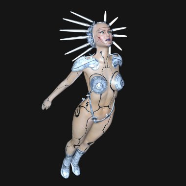 3d cg işleme bir kadın robot