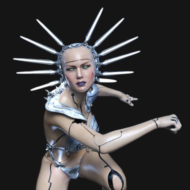 3d cg işleme bir kadın robot