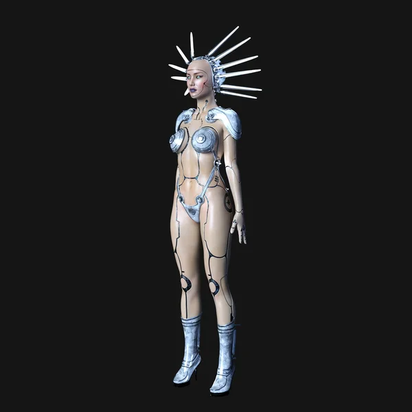 3D CG рендеринг женского робота — стоковое фото