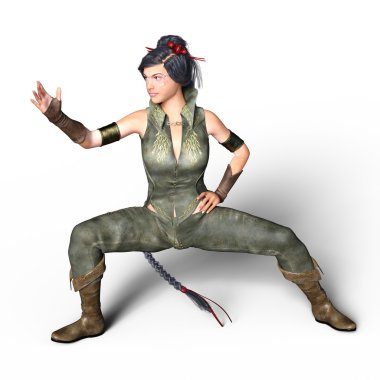 3d cg işleme bir Kung-fu kız