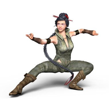 3d cg işleme bir Kung-fu kız
