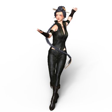 3d cg işleme bir Kung-fu kız