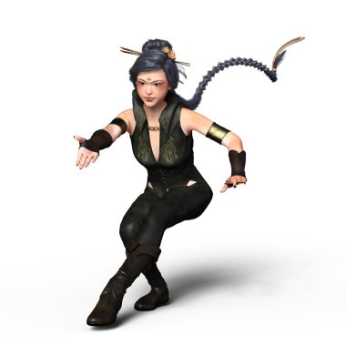 3d cg işleme bir Kung-fu kız
