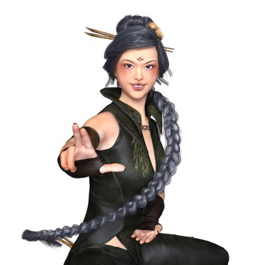 3d cg işleme bir Kung-fu kız