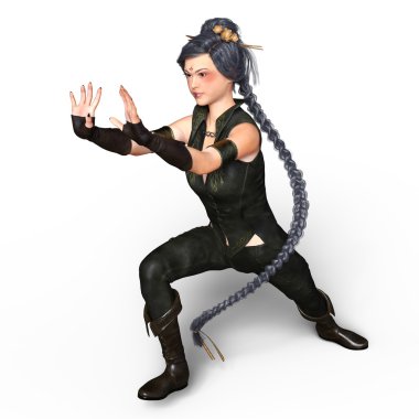 3d cg işleme bir Kung-fu kız