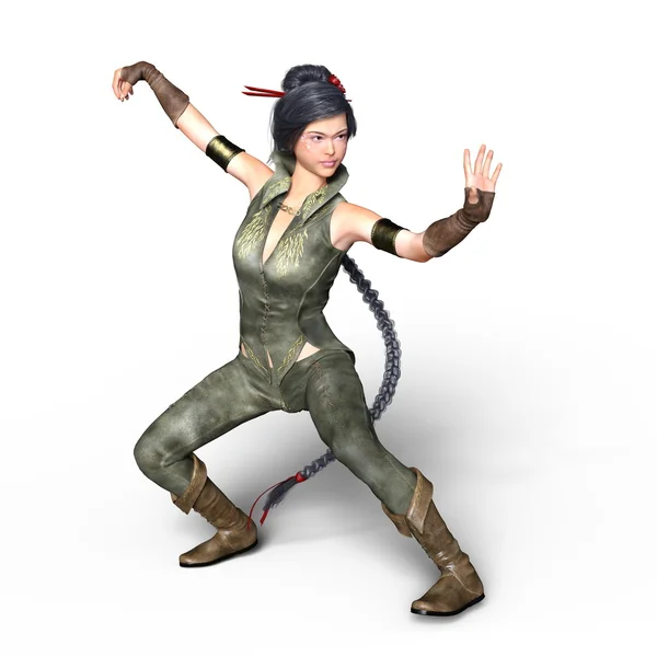 3D cg-rendering av en Kung fu girl — Stockfoto