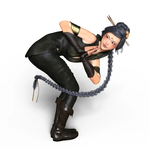 3D CG rendering of a Kung-fu girl — Stock Photo, Image