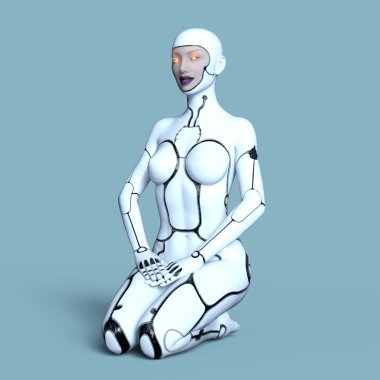 3d cg işleme bir kadın robot