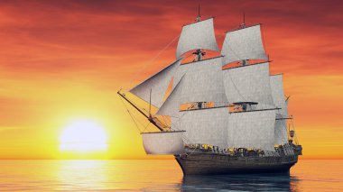 bir yelkenli tekne 3d cg render