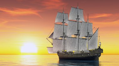 bir yelkenli tekne 3d cg render
