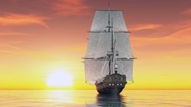 bir yelkenli tekne 3d cg render