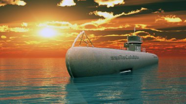 bir denizaltı 3d cg render