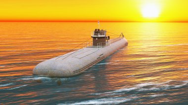 bir denizaltı 3d cg render