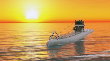 bir denizaltı 3d cg render