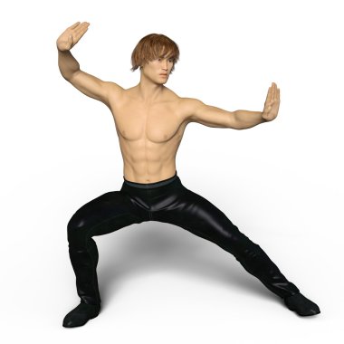 3d cg render bir Kung fu ustası