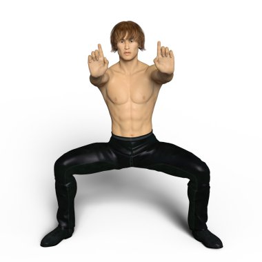 3d cg render bir Kung fu ustası