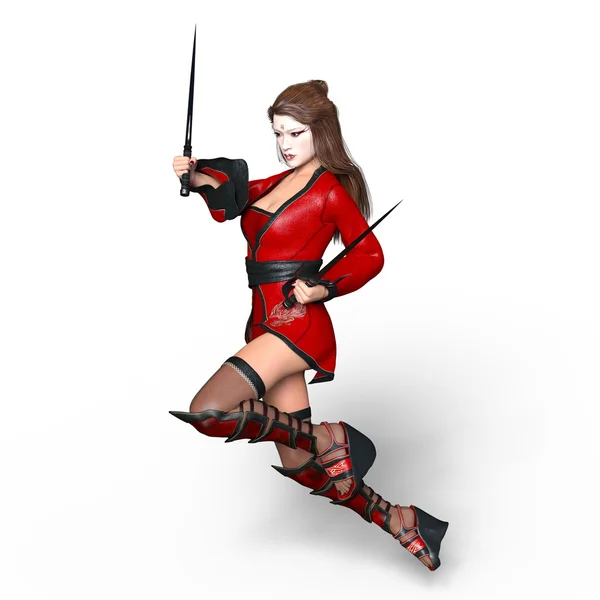 Rendering 3D CG di un ninja femmina — Foto Stock