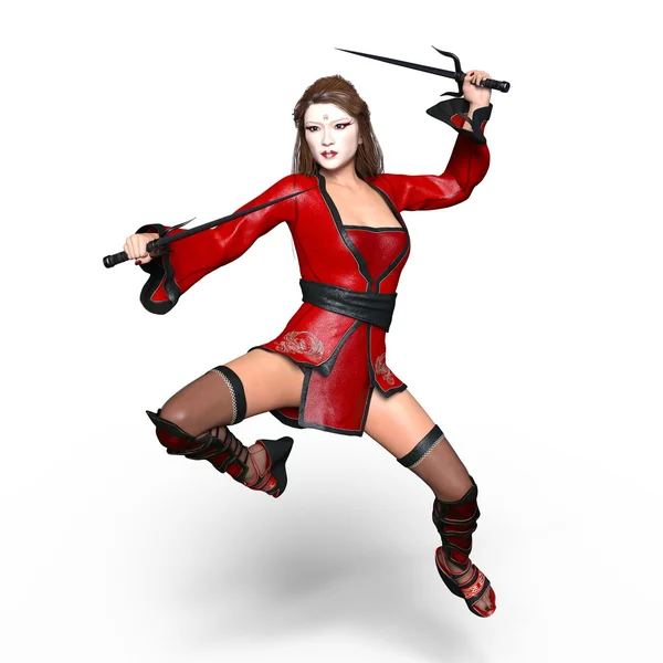 Rendering 3D CG di un ninja femmina — Foto Stock