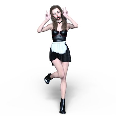 3d cg işleme bir korku makyaj kadın