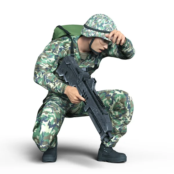 3D-s cg visszaadás-ból egy katona — Stock Fotó