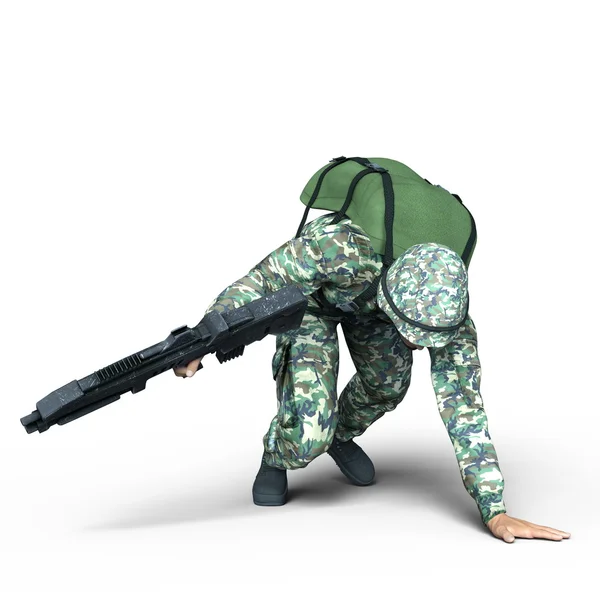 3D CG representación de un soldado — Foto de Stock