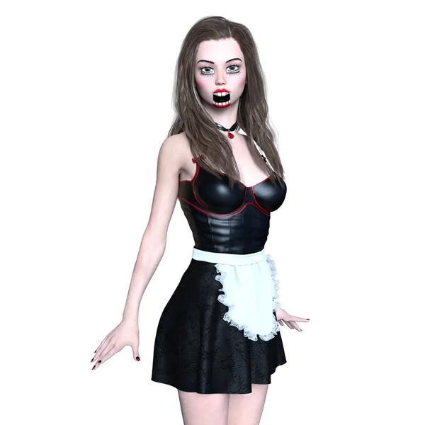 3D CG renderização de uma mulher maquiagem horror — Fotografia de Stock