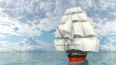 bir yelkenli tekne 3d cg render