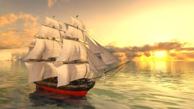 bir yelkenli tekne 3d cg render