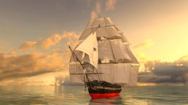 bir yelkenli tekne 3d cg render