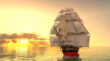 bir yelkenli tekne 3d cg render