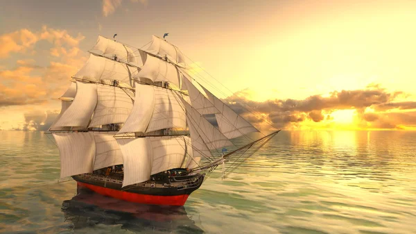 3D CG вітрильний човен — стокове фото