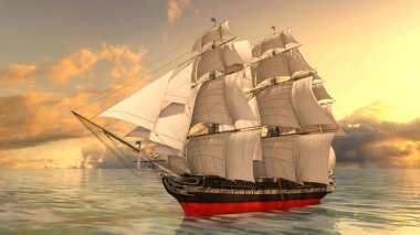 bir yelkenli tekne 3d cg render