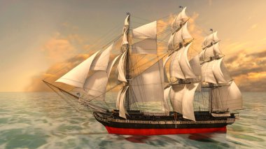 bir yelkenli tekne 3d cg render