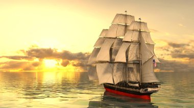bir yelkenli tekne 3d cg render