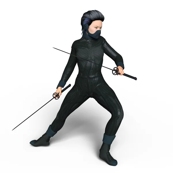 Bir erkek ninja 3d cg render — Stok fotoğraf