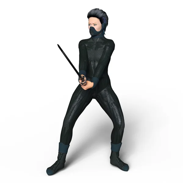 3D CG renderização de um ninja do sexo feminino — Fotografia de Stock