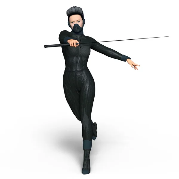 3D CG rendering of a female ninja — Stock Photo, Image