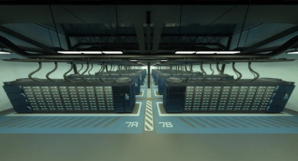 Renderowania 3D cg centrum superkomputerów — Zdjęcie stockowe