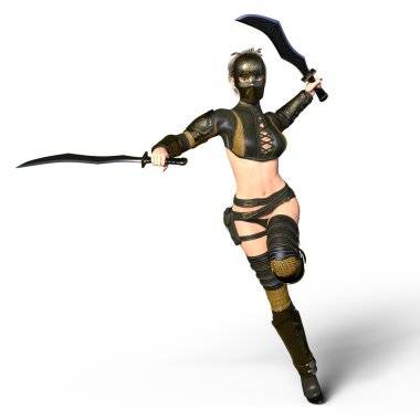 bir kadın şövalye 3d cg render