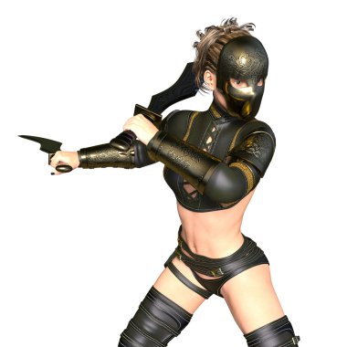 bir kadın şövalye 3d cg render