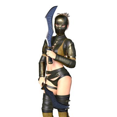 bir kadın şövalye 3d cg render