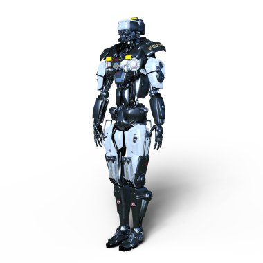 bir robot polis 3d cg render