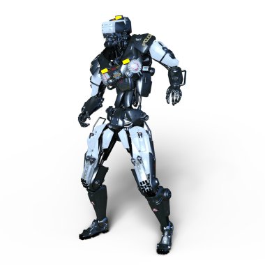 bir robot polis 3d cg render