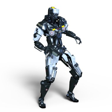 bir robot polis 3d cg render