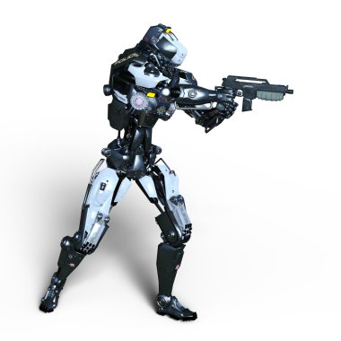 bir robot polis 3d cg render