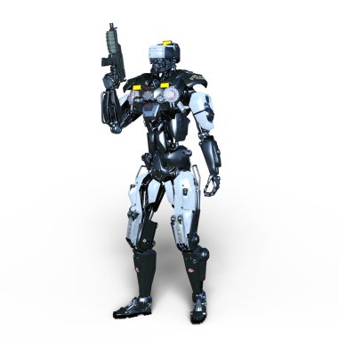 bir robot polis 3d cg render