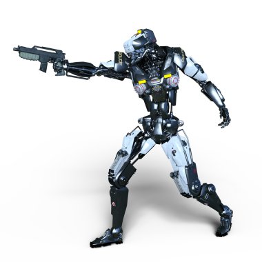 bir robot polis 3d cg render
