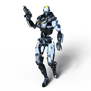 bir robot polis 3d cg render